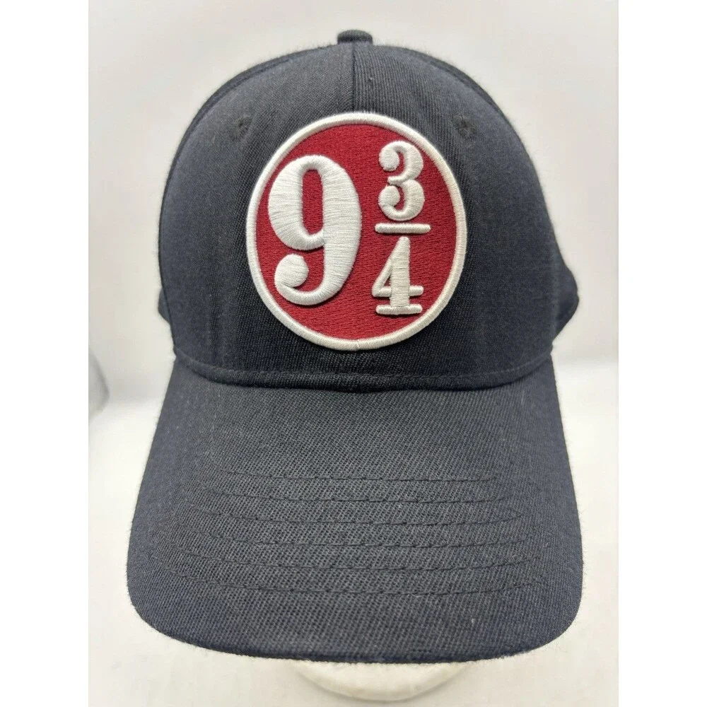 Harry Potter Platform 9 3/4 Fitted Flex Fit Hat Black Crimson Red Underbrim